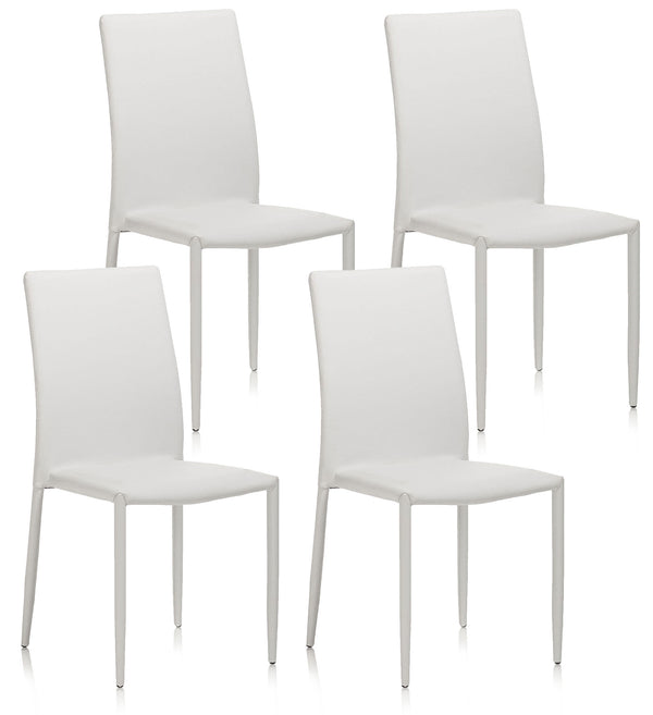 Lot de 4 Chaises 43,5x46,5x90,5 cm en Simili Cuir Blanc prezzo