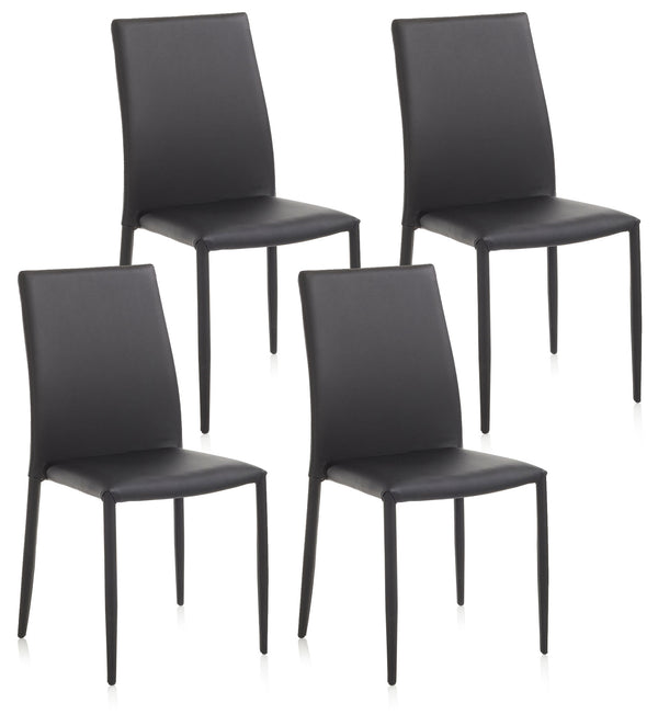 Lot de 4 Chaises 43,5x46,5x90,5 cm en Simili Cuir Noir sconto