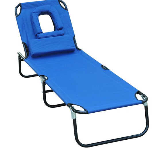 prezzo Chaise longue inclinable ouverture visage bleue 190x56x28 cm