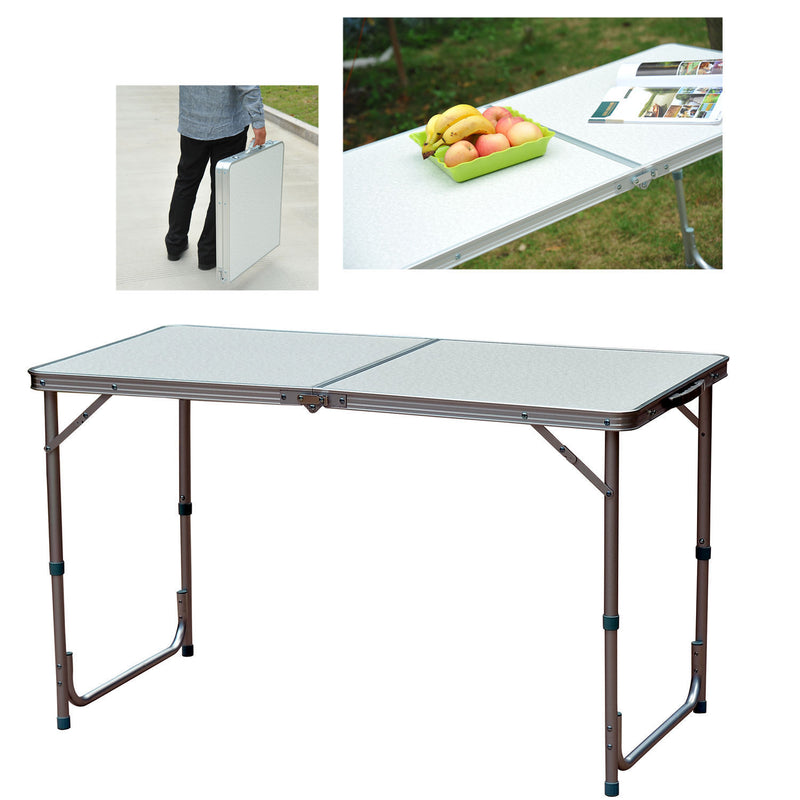 Tavolo da Campeggio Picnic Pieghevole Regolabile in Alluminio 120x60x54/70 cm -2