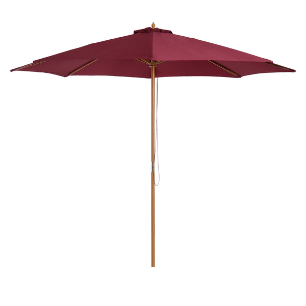 Parasol de Jardin en Bambou Ø3x2.5m avec Double Toit Rouge sconto