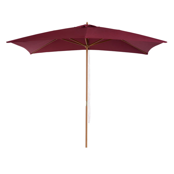 sconto Parasol de jardin 2x3m en bois et polyester bordeaux