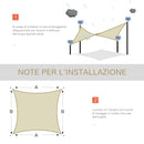 Tenda Vela da Giardino Rettangolare 3x4m in HDPE Crema -4