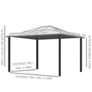 Gazebo da Giardino 3x3.6x2.65m in Alluminio e Policarbonato Tendone Lusso -3