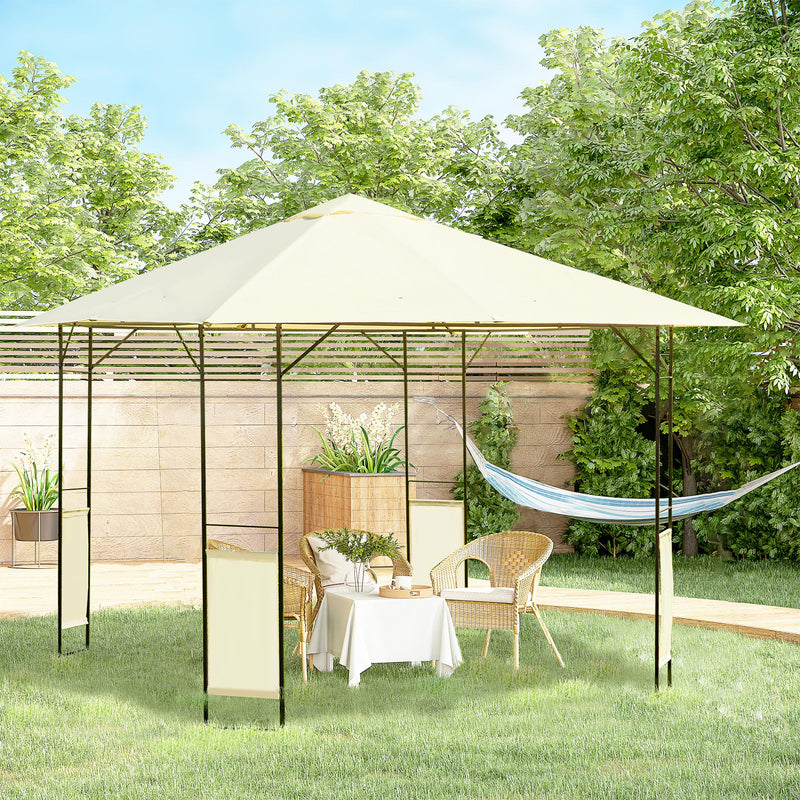 Tendone Gazebo da Giardino Bianco in Metallo 3x3m -2