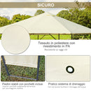 Tendone Gazebo da Giardino Bianco in Metallo 3x3m -5