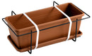 Vaso 40x17x14,5 cm in Polipropilene con Supporto Kit Cassetta Mare 40 Terracotta-1