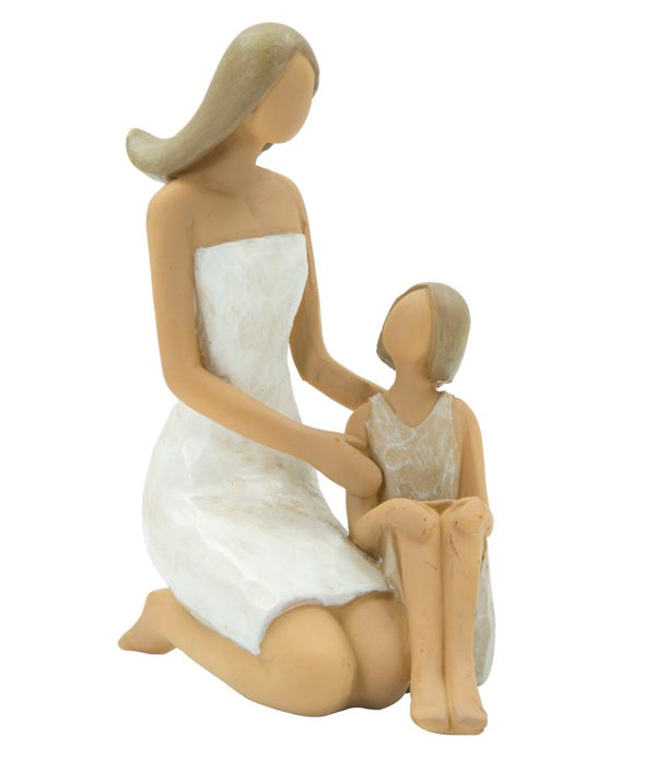 Femme Bois avec Fille 10x5,5x11,5 cm en Polyrésine prezzo