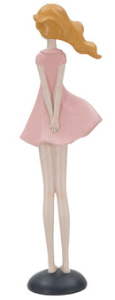 Statuetta Dolly 12x9x40,5 cm in Resina Rosa-4