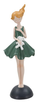 Statuetta Dolly con Coniglietto 11,5x10x33,5 cm in Resina Verde-1