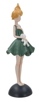 Statuetta Dolly con Coniglietto 11,5x10x33,5 cm in Resina Verde-2