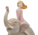 Statuetta Dolly su Elefante 22x10x21 cm in Resina Rosa-5