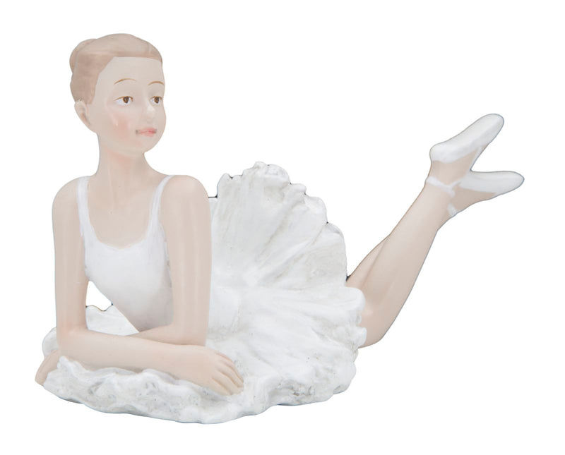 Ballerina Dicy Sdraiata 12x7,5x11 cm in Resina Bianco-2