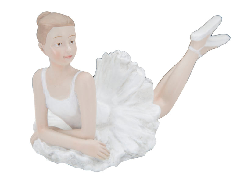 Ballerina Dicy Sdraiata 12x7,5x11 cm in Resina Bianco-4