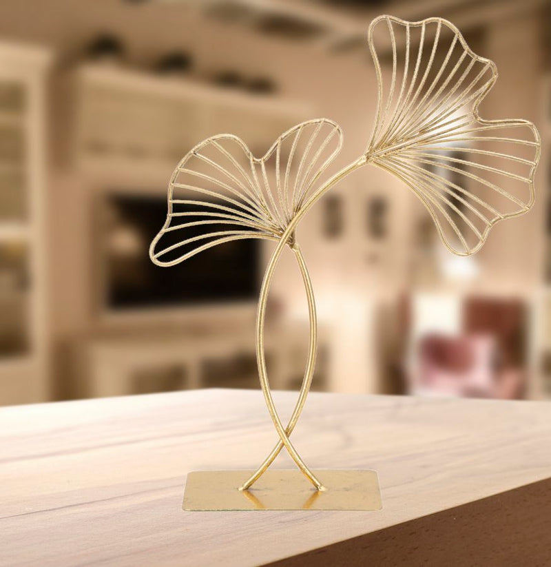 Scultura Leaf Glam 35x11,5x44 cm in Ferro Oro-6