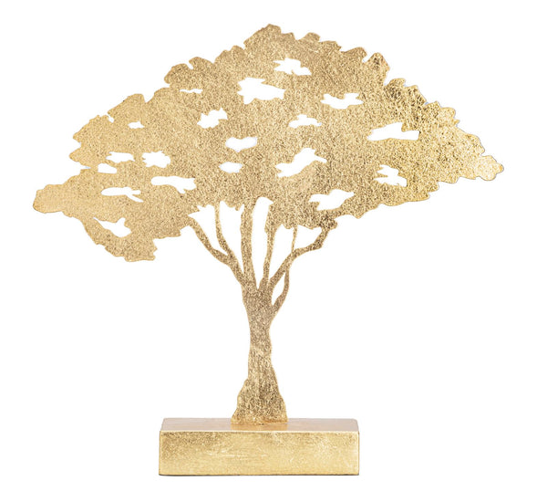 prezzo Sculpture Plan Arbre Feuille 43,5x8x41,5 cm en Fer Doré