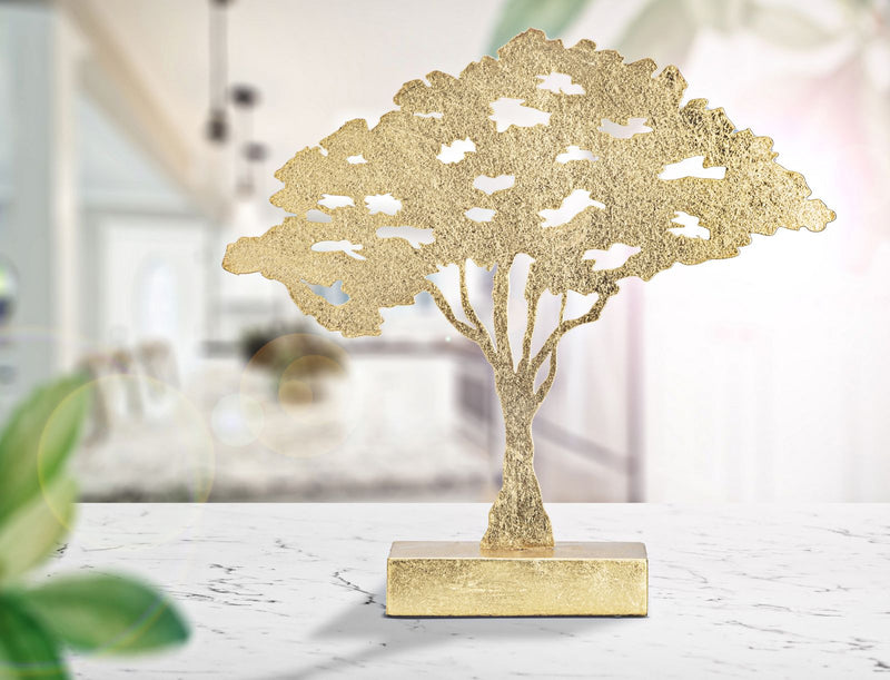 Scultura Leaf Tree Plan 43,5x8x41,5 cm in Ferro Oro-7