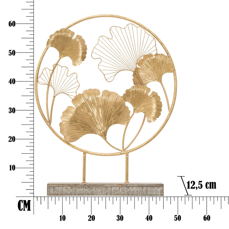 Scultura Little Leaf 50x12,5x64 cm in Ferro e MDF Oro-7