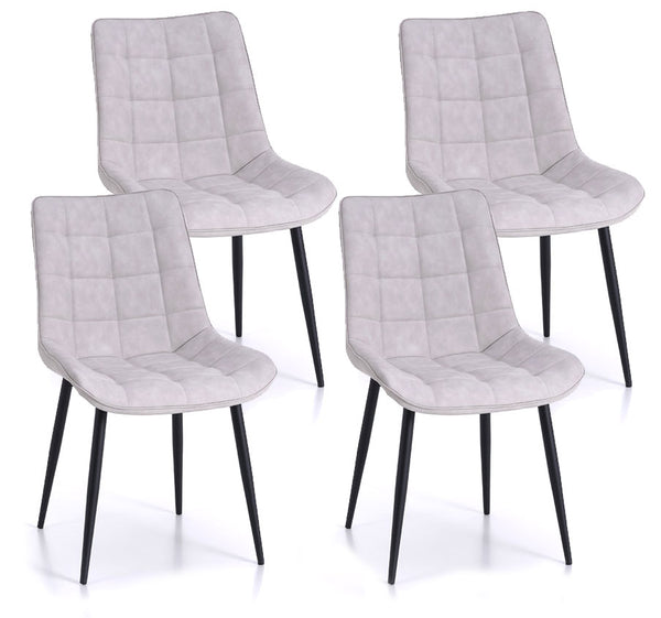 acquista Lot de 4 Chaises 49x52x85 cm en Simili Cuir Gris