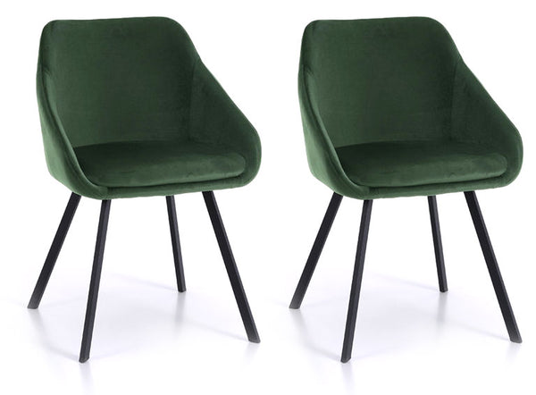 sconto Lot de 2 Chaises 51x44x77 cm en Simili Cuir Vert Pétrole