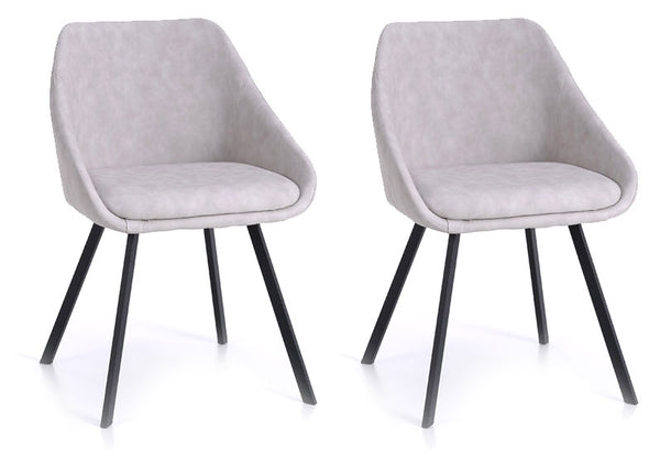 online Lot de 2 Chaises 51x44x77 cm en Simili Cuir Gris Chiné