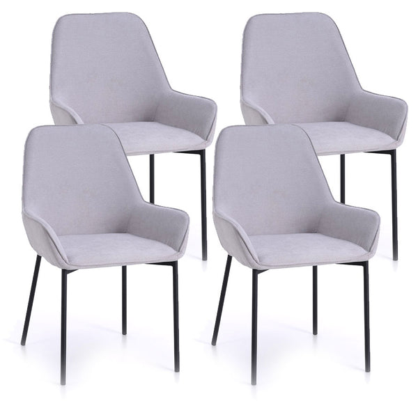 sconto Lot de 4 Chaises 54x53x89 cm en Simili Cuir Gris Clair