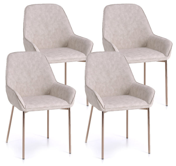 Lot de 4 Chaises 54x53x89 cm en Simili Cuir Beige online