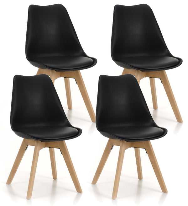 Lot de 4 Chaises 48,5x47x81,5 cm en Simili Cuir Noir prezzo