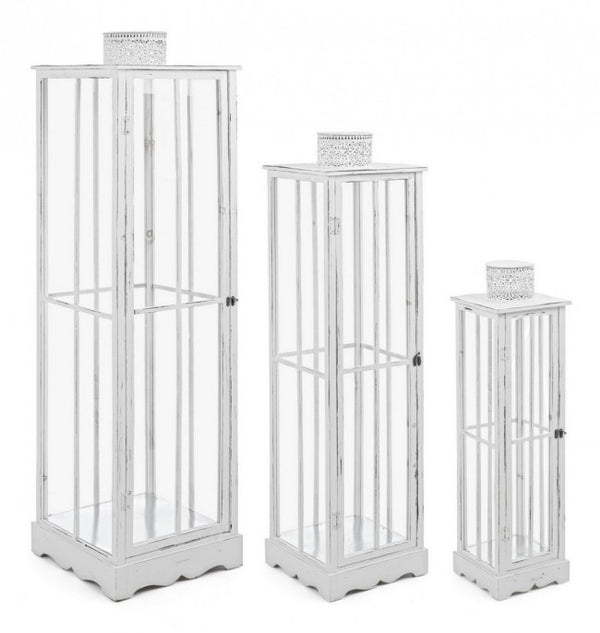 Set 3 Lanternes Astana Blanches en Bois online