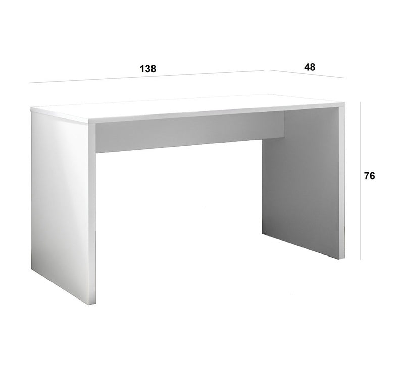 Scrivania da Ufficio 138x48x76 cm in Legno Bianco-2