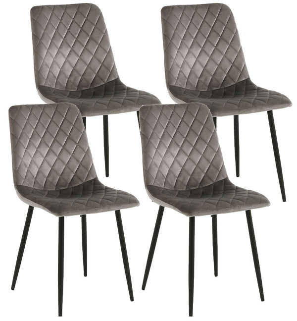 Lot de 4 Chaises 44x50x88 cm en Velours Gris acquista