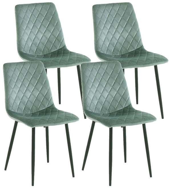 acquista Lot de 4 Chaises 44x50x88 cm en Velours Aquamarine