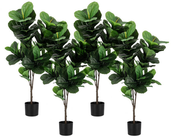 online Lot de 4 plantes artificielles avec pot 55x45x120 cm Ficus Lyrata en plastique