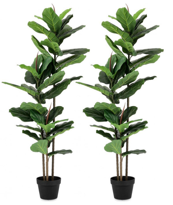 Lot de 2 plantes artificielles avec pot 100x60x145 cm Ficus Lyrata en plastique acquista