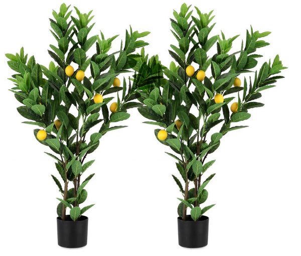 Lot de 2 plantes artificielles avec vase 62x58x115 cm citron en plastique sconto