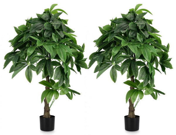 online Lot de 2 Plantes Artificielles avec Pot Ø 60x120 cm Pachira Aquatique en Plastique