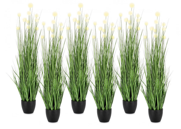 prezzo Lot de 6 Plantes Artificielles avec Pot Ø 45x110 cm Eriophorum en Plastique Blanc