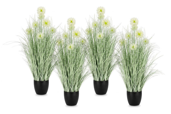 Lot de 4 Plantes Artificielles avec Pot Ø 75x105 cm Cebolla en Plastique Blanc sconto