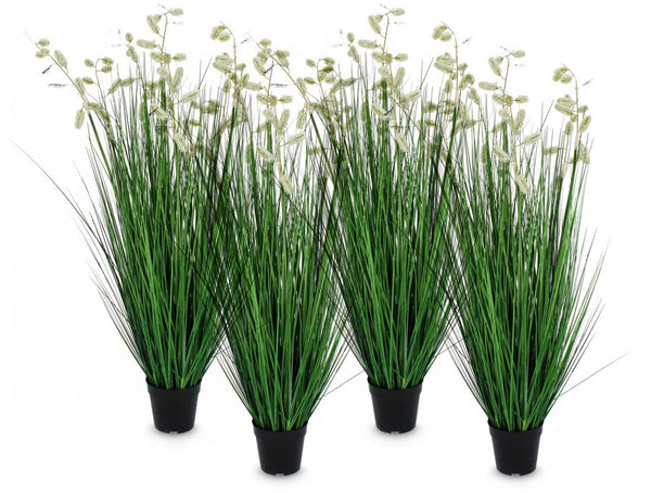 online Lot de 4 Plantes Artificielles avec Pot Ø 90x120 cm Grevillea en Plastique Blanc