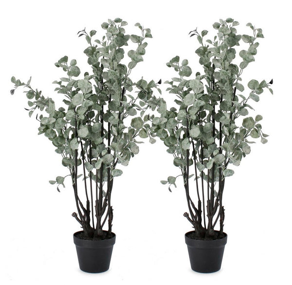 Lot de 2 plantes artificielles avec pot Ø 58x110 cm Eucalyptus en plastique prezzo