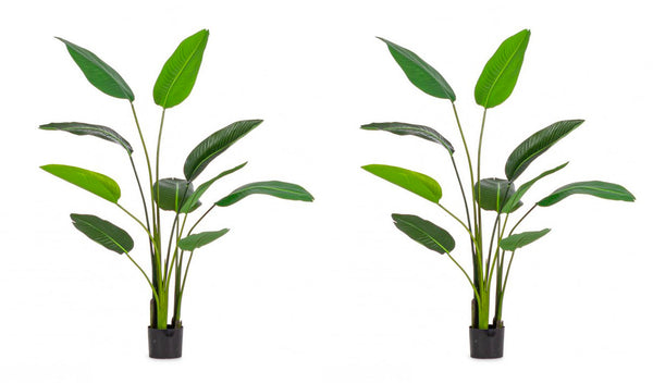 prezzo Set 2 Piante Artificiali Strelitzia 90x80x150 cm in Plastica con Vasi Verde