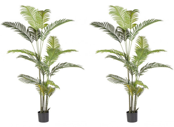 acquista Set 2 Piante Artificiali di Kenzia Ø100x180 cm in Plastica con Vasi Verde