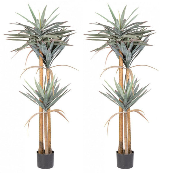 sconto Set 2 Piante Artificiali Yucca 80x75x152 cm in Plastica con Vasi Verde