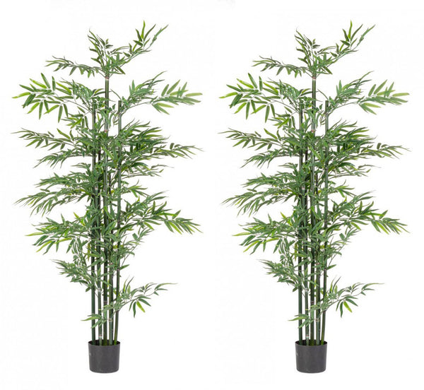 Set 2 Piante Artificiali di Bamboo Ø90x190 cm in Plastica con Vasi Verde acquista