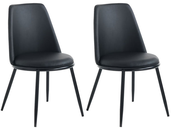 prezzo Lot de 2 Chaises 48x51x82,5 cm en Simili Cuir Noir