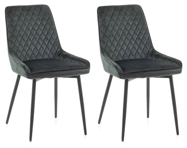 prezzo Lot de 2 Chaises 46,5x48x84,5 cm en Velours Vert