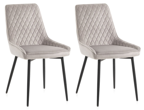 prezzo Lot de 2 Chaises 46,5x48x84,5 cm en Velours Gris