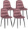 Lot de 4 Chaises Velours Rose 44x40x90 cm