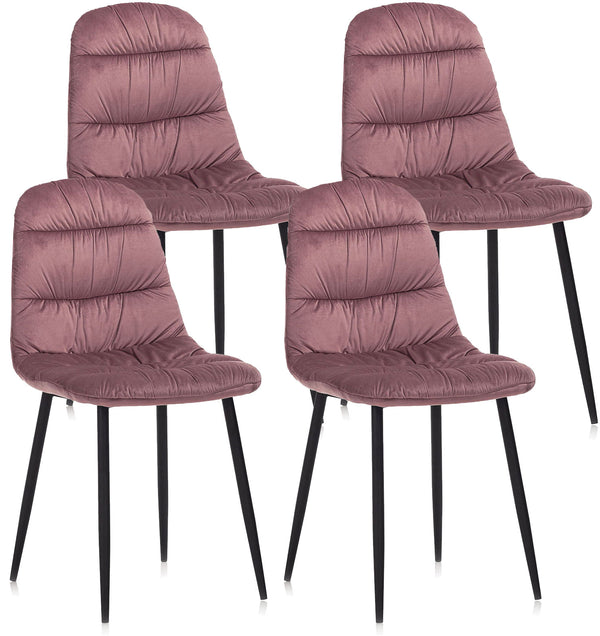 online Lot de 4 Chaises Velours Rose 44x40x90 cm