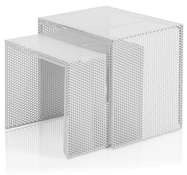 Set de 2 Tables Basses 41x30x37 cm en Métal Blanc acquista